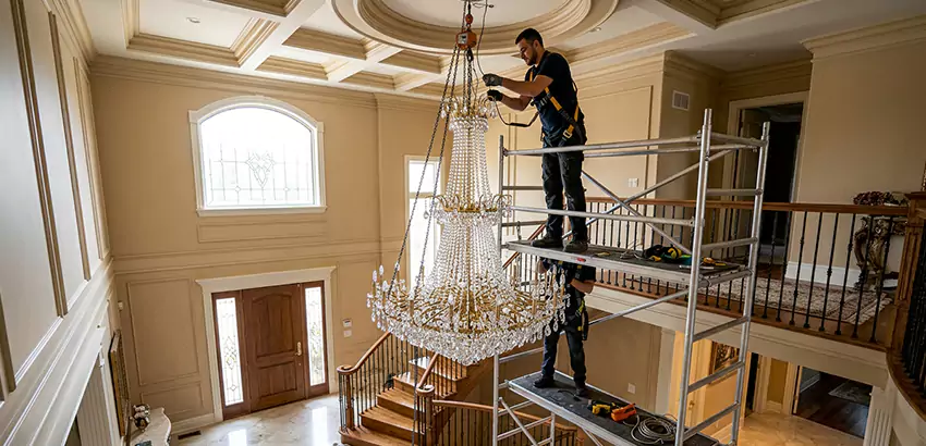 Two-Story Foyer Chandelier Installation in Smyrna